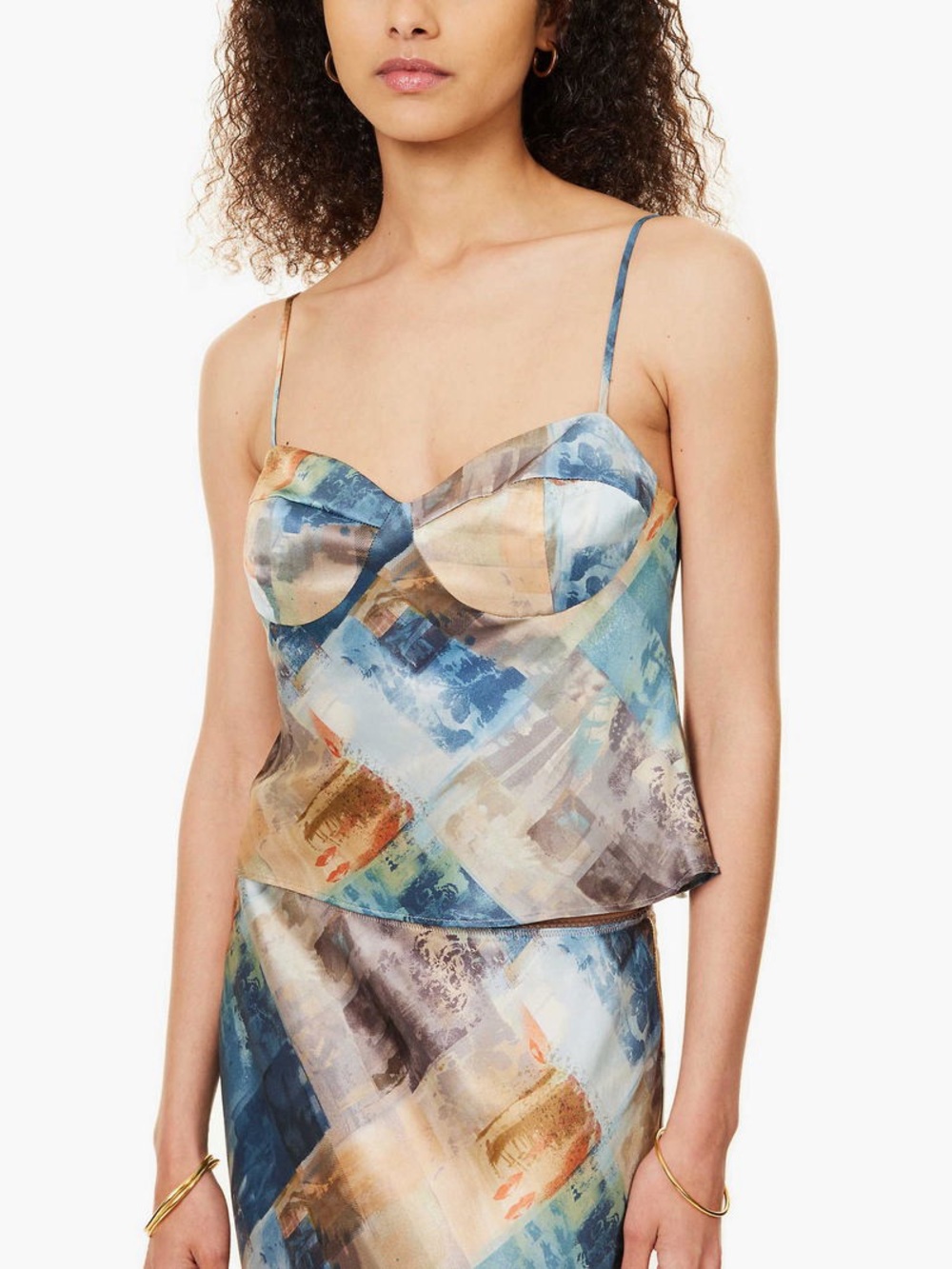 Reformation Sia 100% silk top graphic print